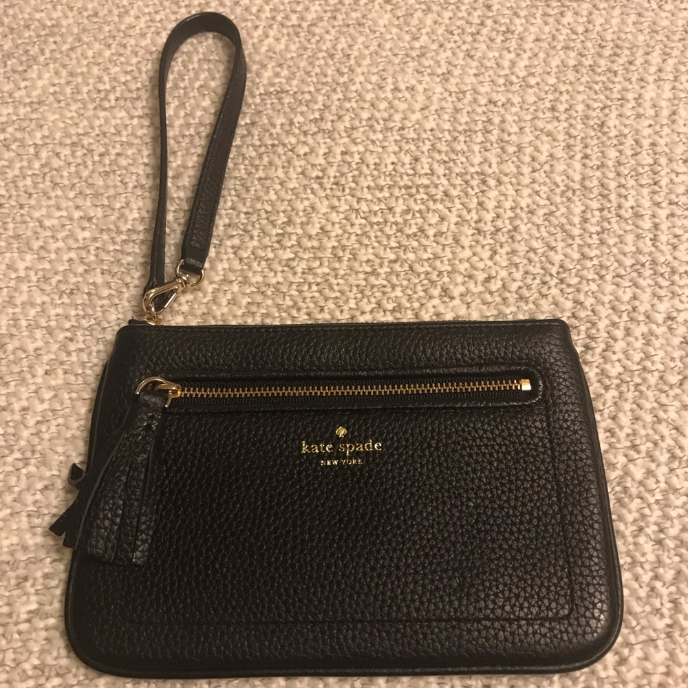 Kate Spade Black Leather Wristlet